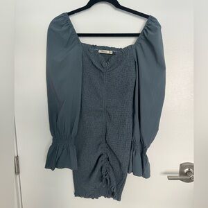 2Bella Blue Ruched Long Sleeve Dress